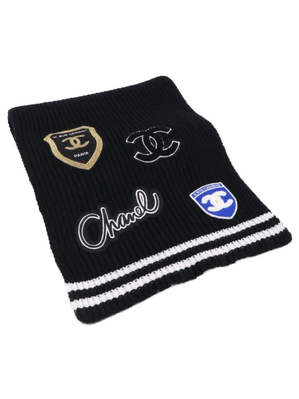 Chanel Cashmere 100 Logo Multi Patch Scarf